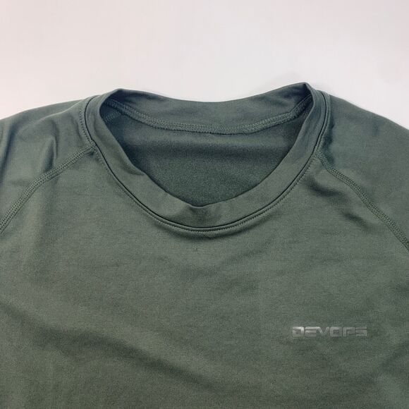 Devops T Shirt Mens M Medium Forest Green Fleece Lined Long Sleeve Base Layer - Picture 4 of 10